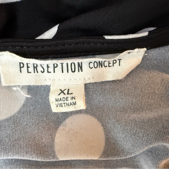 Perseption Concept Polka Dot black and white Wrap Blouse Size XL - Picture 9 of 9